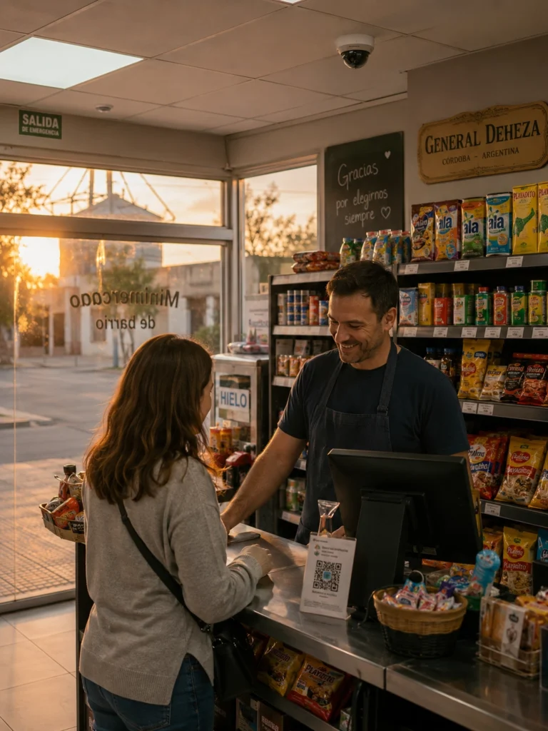 Cámara domo de seguridad instalada en un comercio de General Deheza