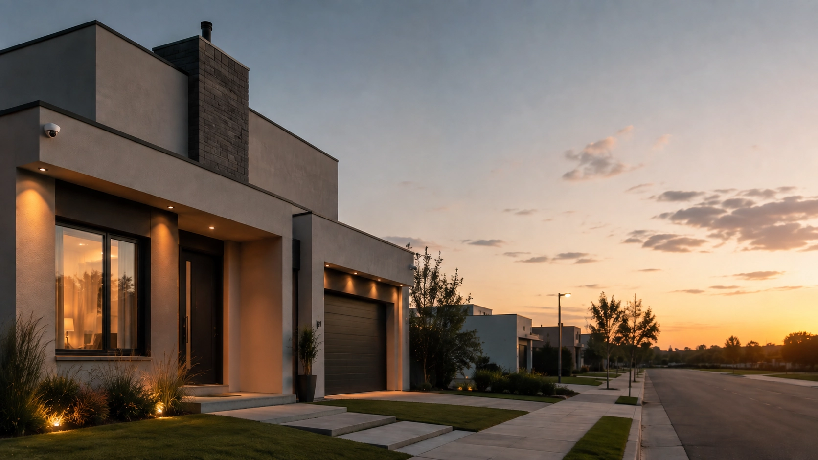 Casa moderna con cámaras de seguridad instaladas para protección residencial en Villa María, Córdoba.
