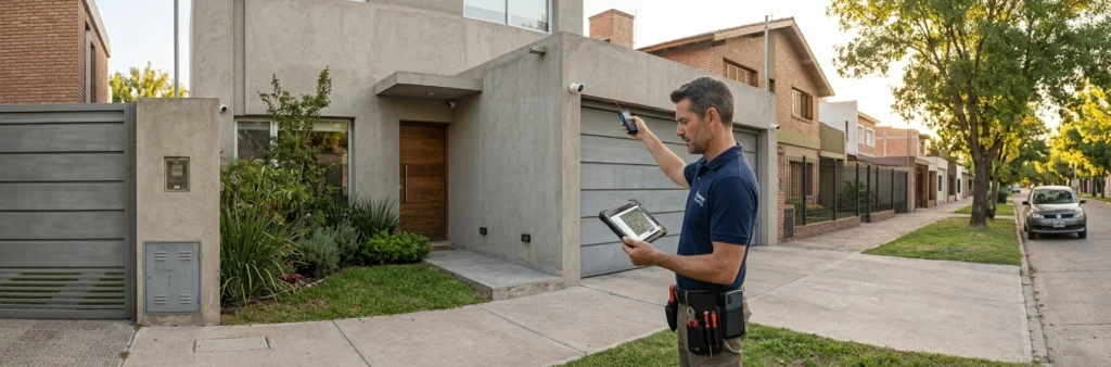 Técnico realizando un relevamiento para instalar cámaras de seguridad